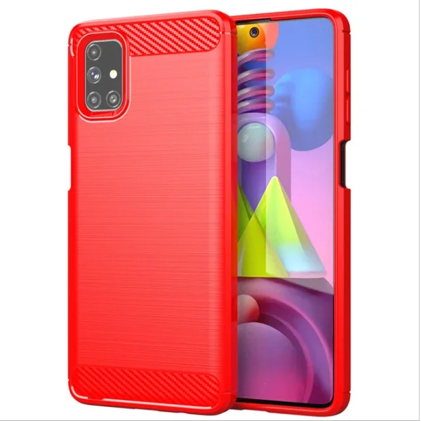 Samsung Galaxy M51 Silikon Kılıf Brushed Carbon Fiber - Darbeye Dayanıklı TPU Tam Koruyucu