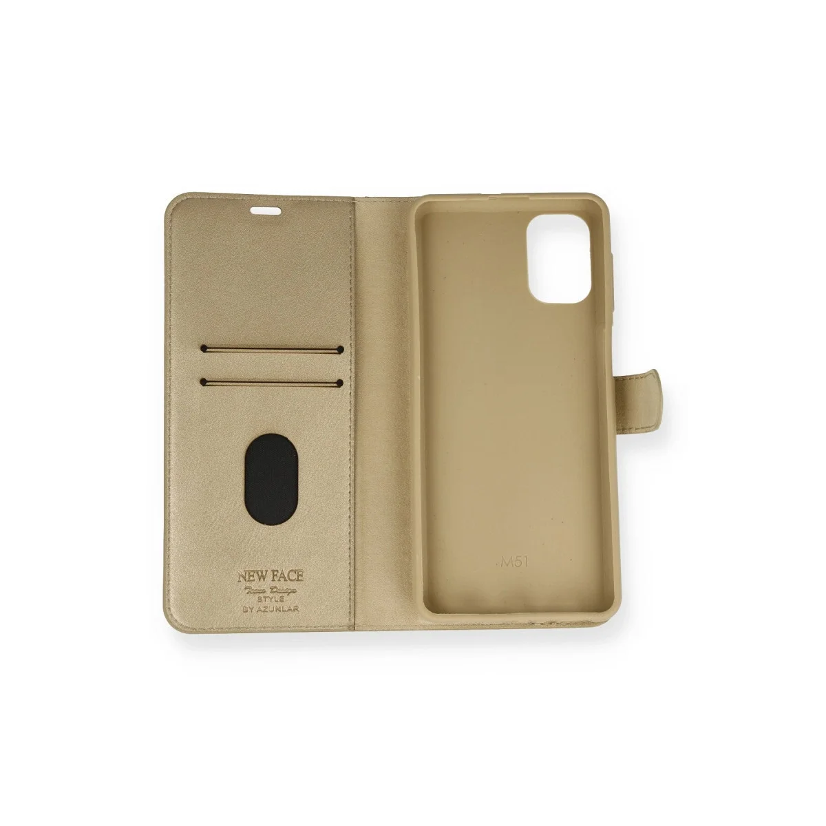 Samsung Galaxy M51 Trend S Plus Kapaklı Kılıf - Gold Samsung Galaxy M51 Trend S Plus Kapaklı Kılıf - Gold