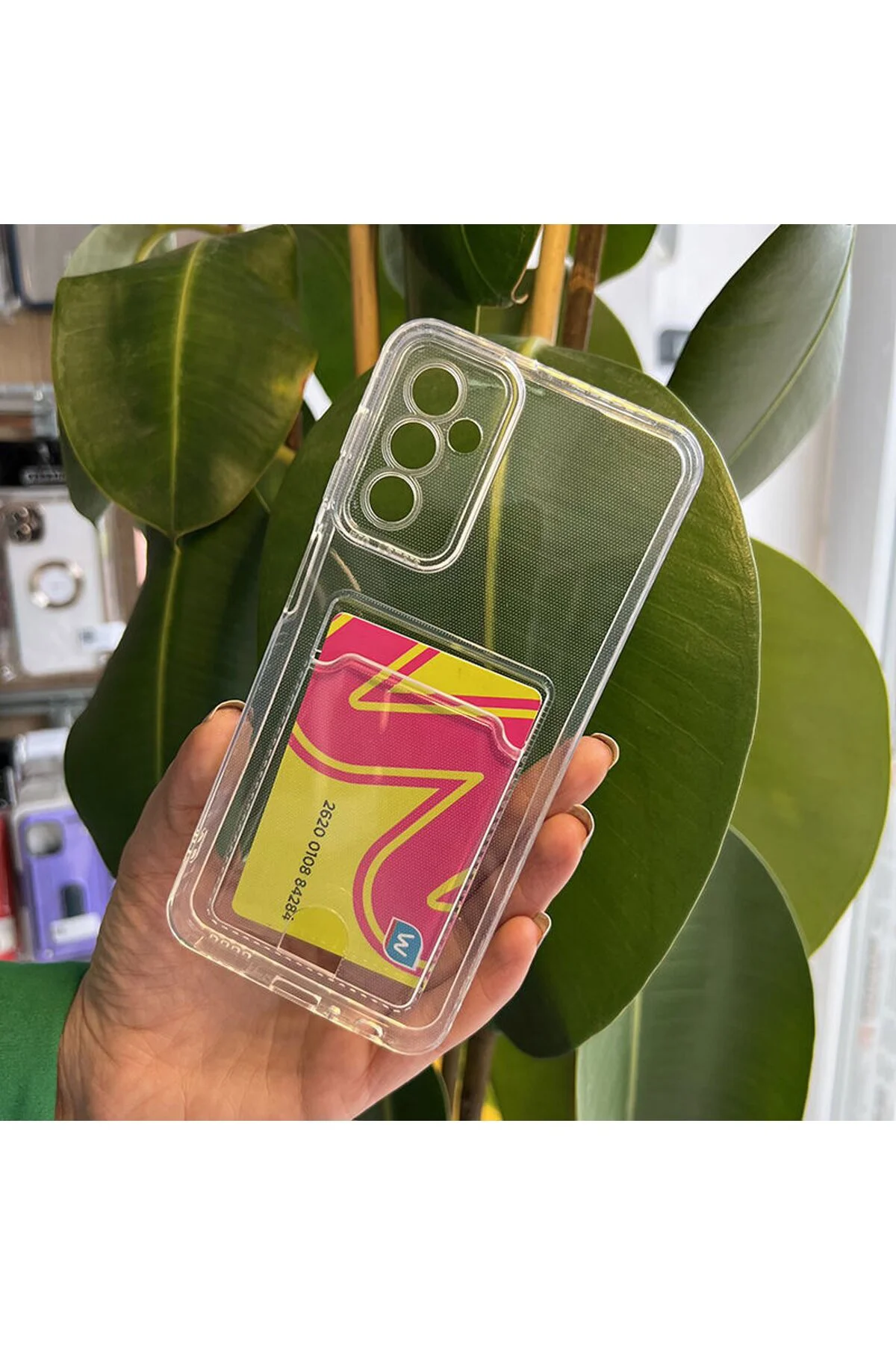 Samsung Galaxy M53 Transparent Kartlıklı Antişok Kılıf Şeffaf
