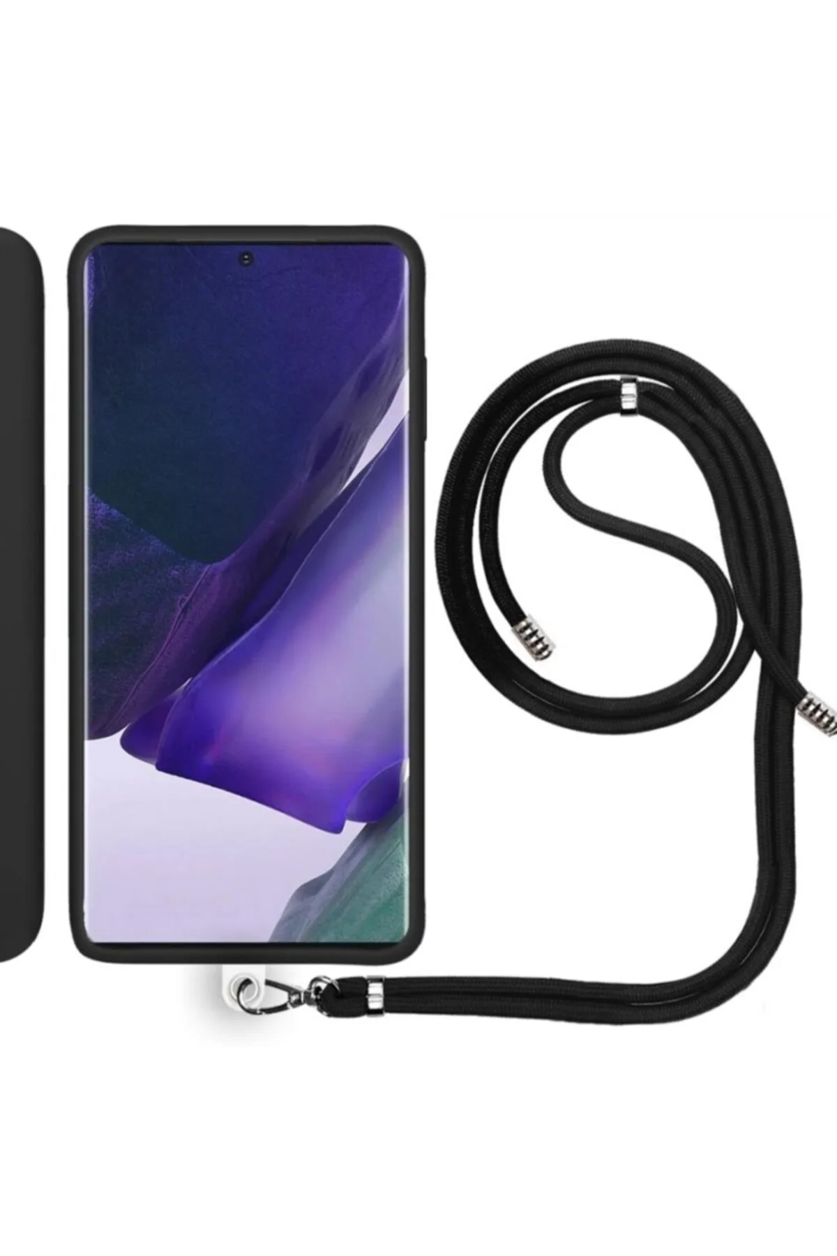 Samsung Galaxy Note 20 Ultra (N985F) İp Askılı Silikon Kılıf Siya