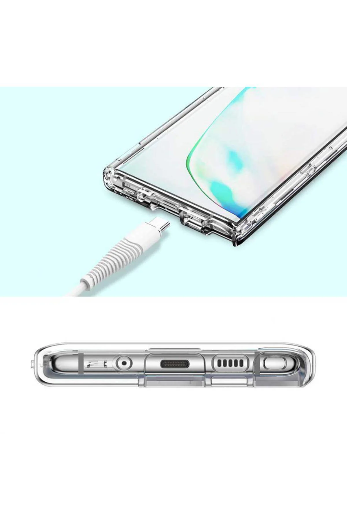 Samsung Galaxy Note 10 Çift Taraflı Silikon Kılıf Şeffaf