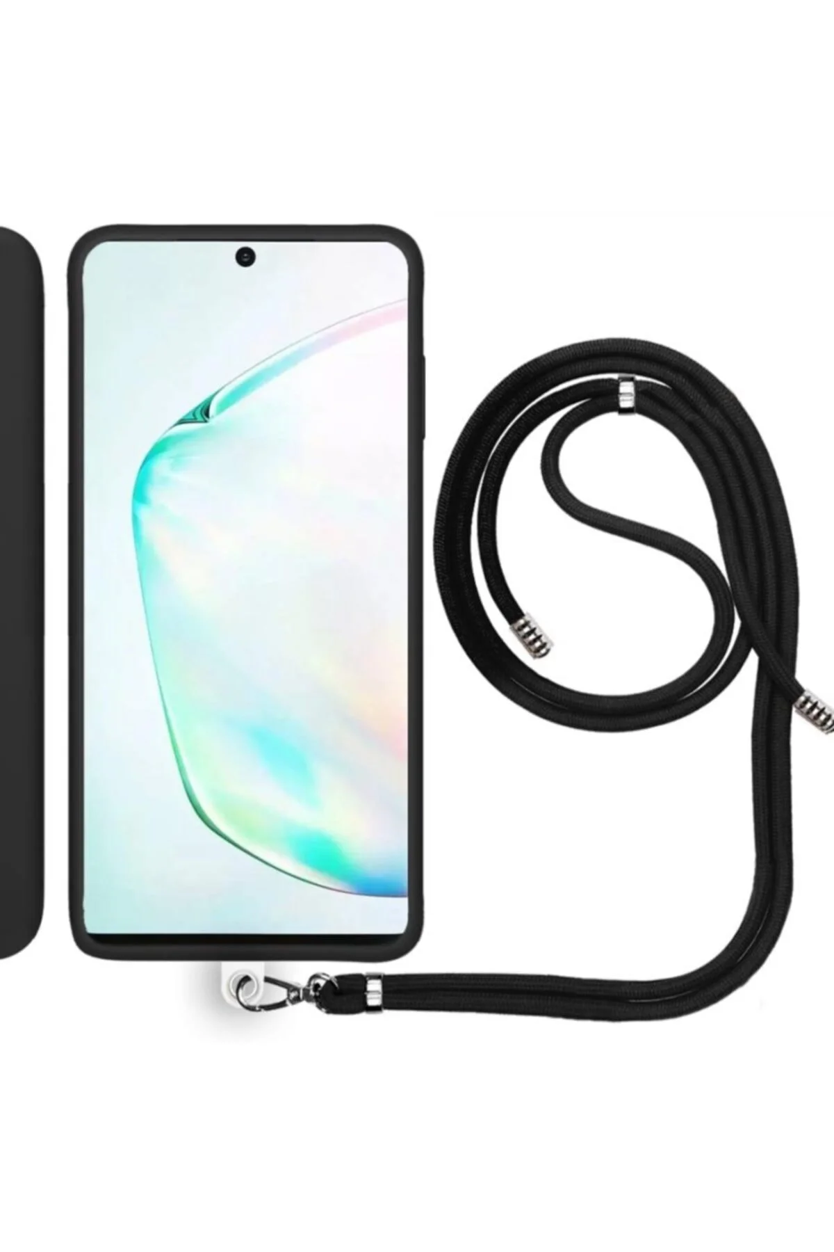 Samsung Galaxy Note 10 (N970F) İp Askılı Silikon Kılıf Siyah