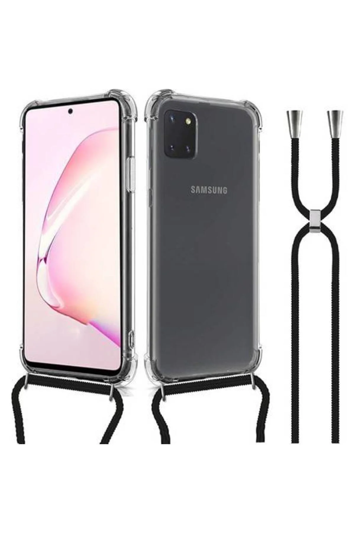 Samsung Galaxy Note 10 Lite Askılı İpli Şeffaf Tank Kılıf