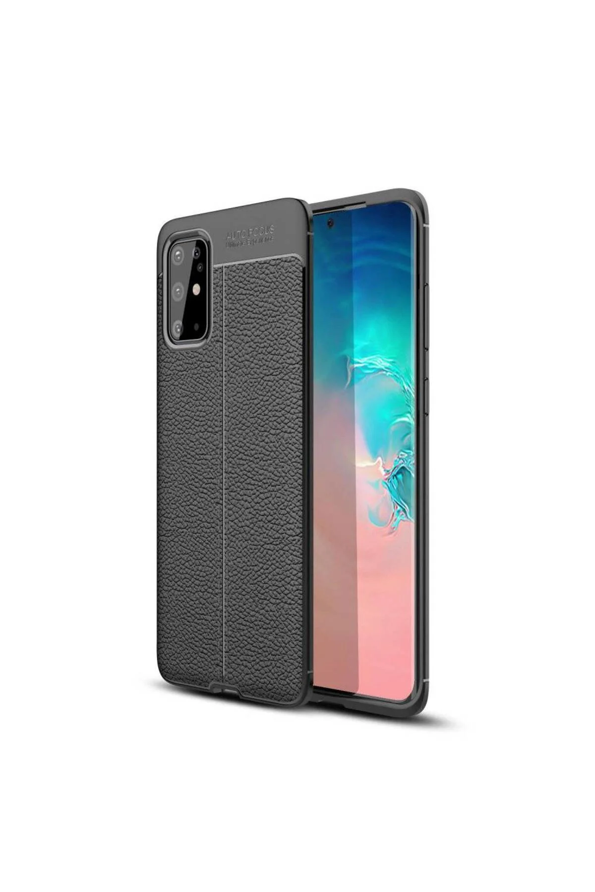 Samsung Galaxy S20 Plus Deri Görünümlü Silikon Siyah