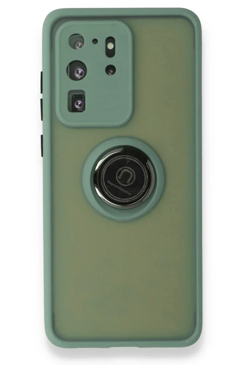 Samsung Galaxy S20 Ultra Kılıf Montreal Yüzüklü Silikon Kapak - Yeşil Samsung Galaxy S20 Ultra Kılıf Montreal Yüzüklü Silikon Kapak - Yeşil