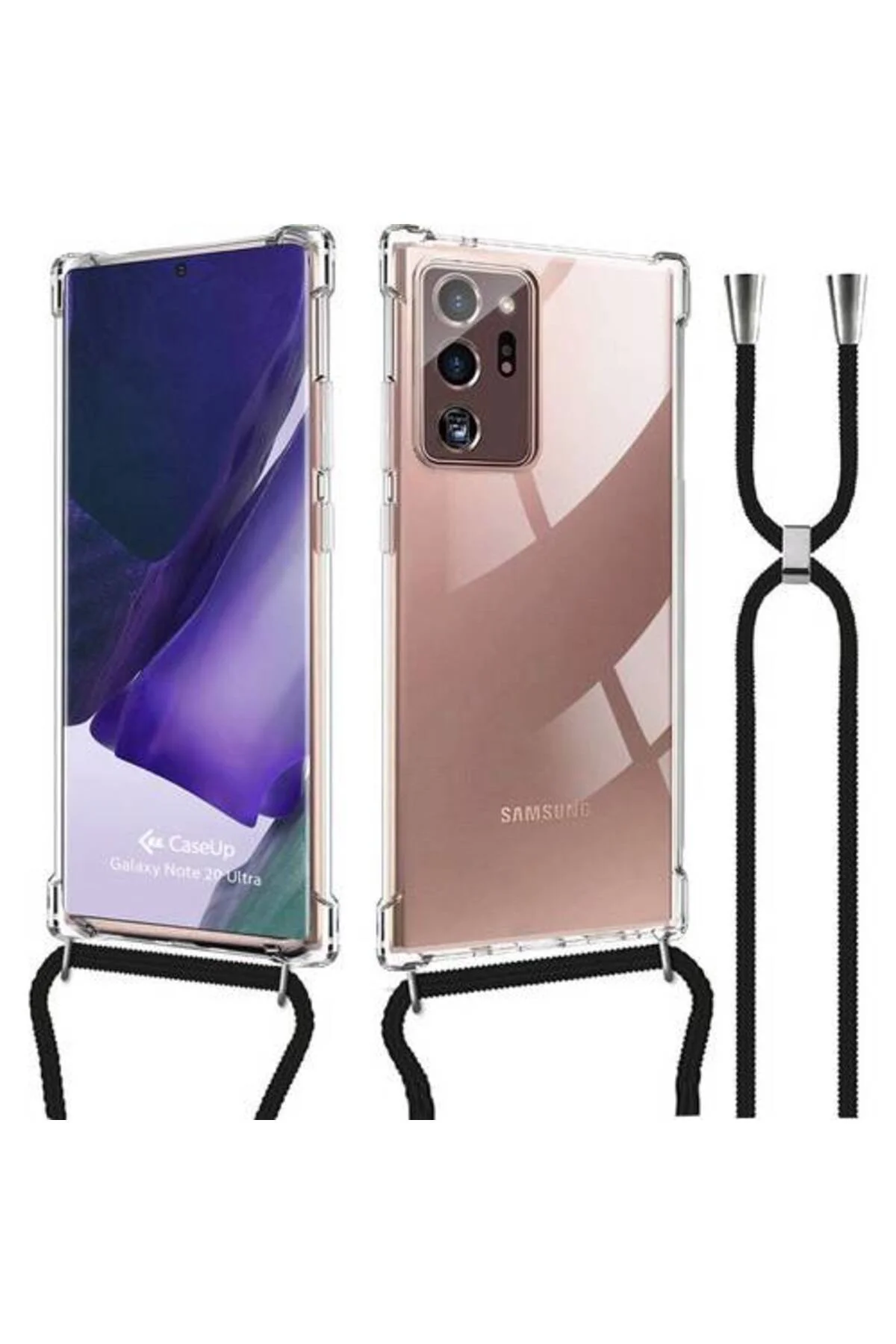 Samsung Galaxy S20 Ultra Askılı İpli Şeffaf Tank Kılıf