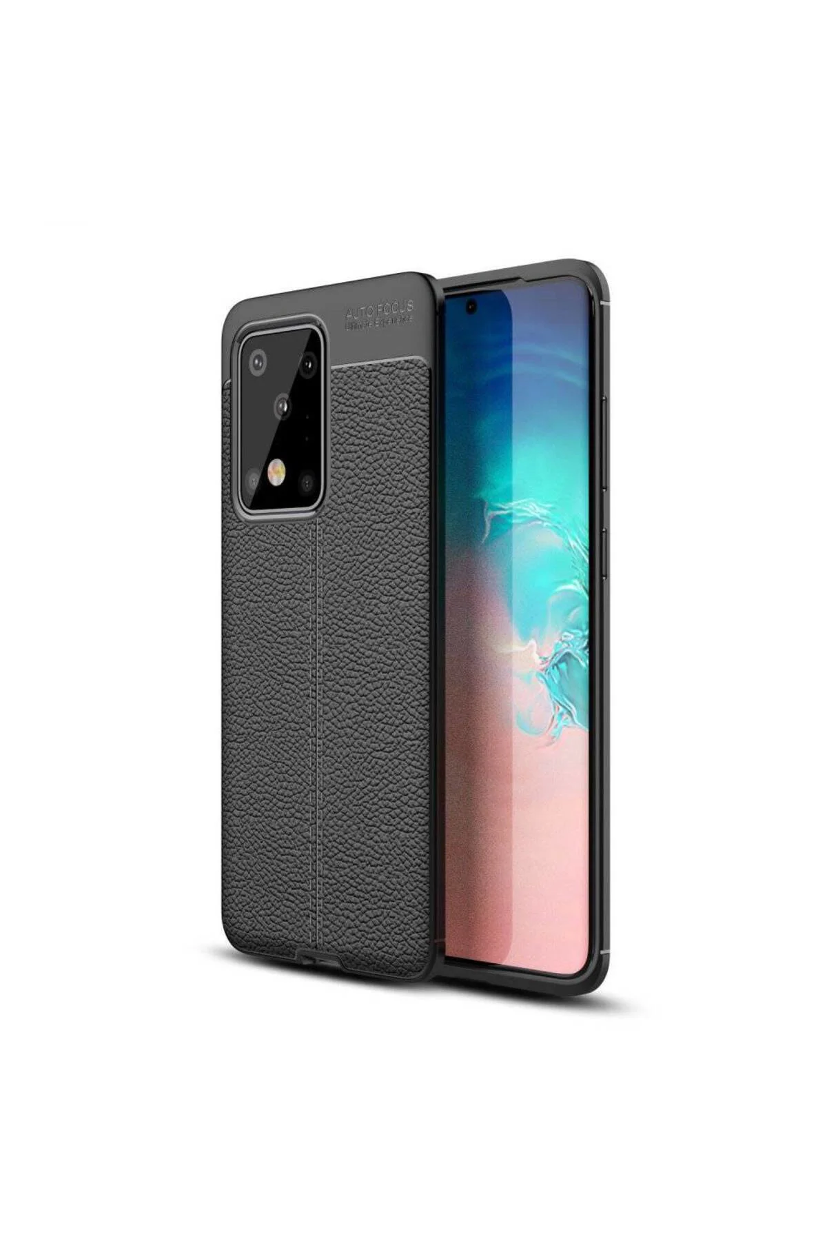 Samsung Galaxy S20 Ultra Deri Görünümlü Silikon Siyah