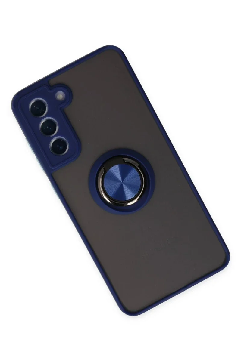 Samsung Galaxy S21 FE Kılıf Montreal Yüzüklü Silikon Kapak - Lacivert Samsung Galaxy S21 FE Kılıf Montreal Yüzüklü Silikon Kapak - Lacivert