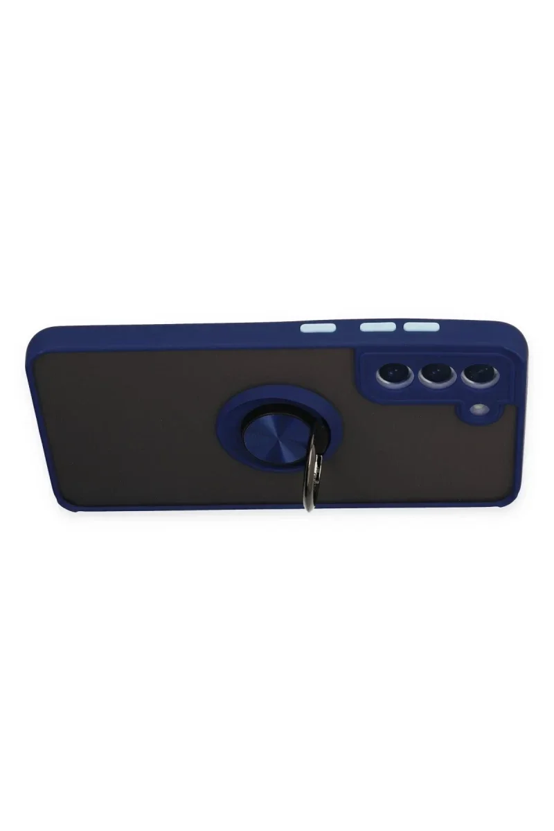 Samsung Galaxy S21 FE Kılıf Montreal Yüzüklü Silikon Kapak - Lacivert Samsung Galaxy S21 FE Kılıf Montreal Yüzüklü Silikon Kapak - Lacivert