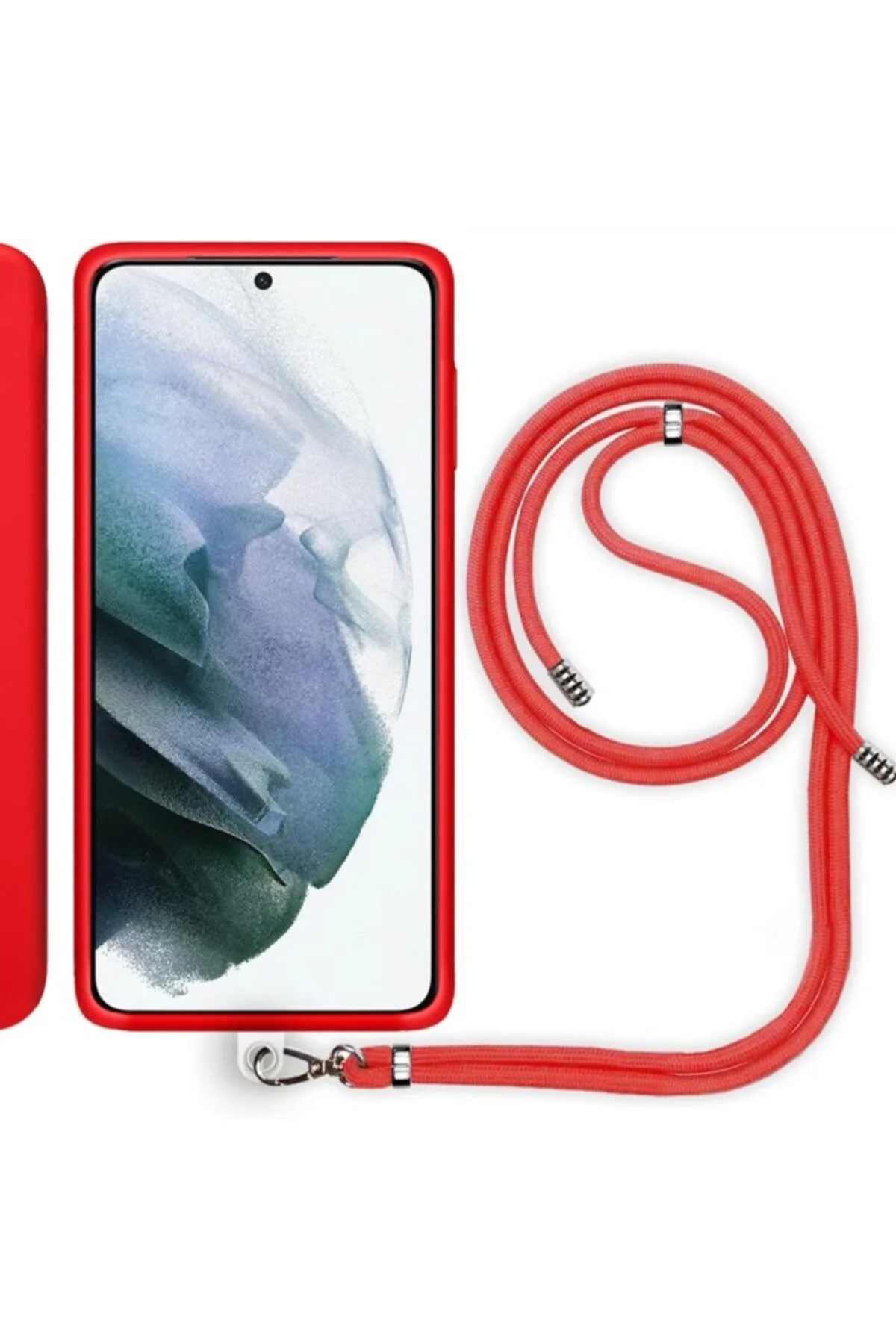 Samsung Galaxy S21 (G991B) İp Askılı Silikon Kılıf Siyah