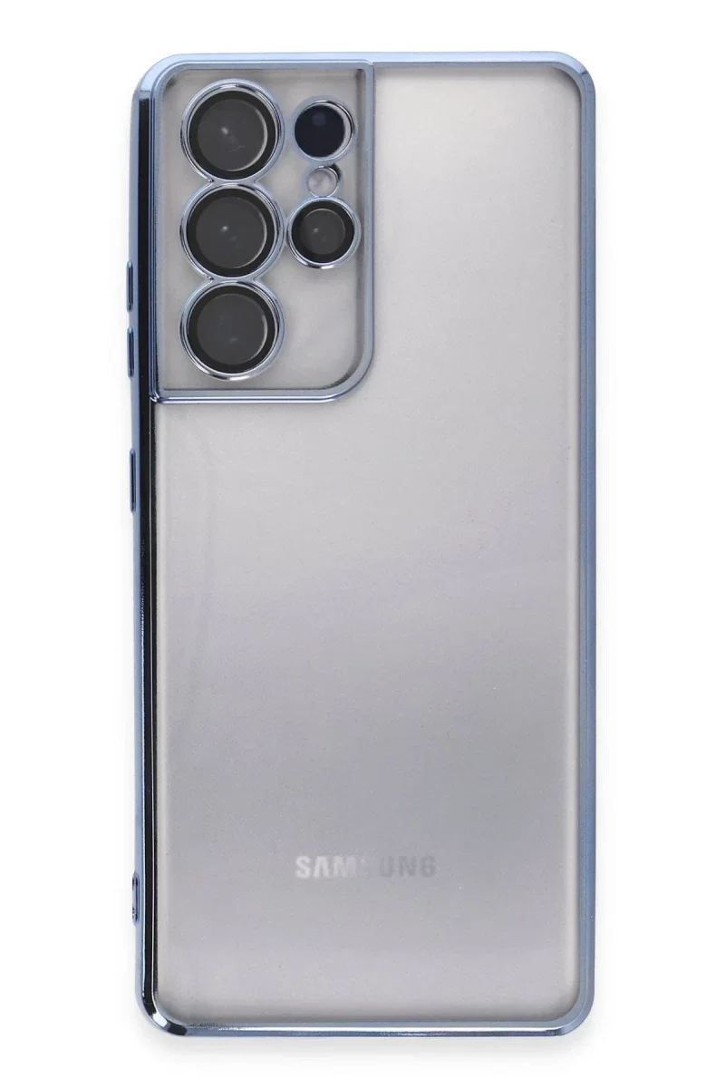 Samsung Galaxy S21 Ultra Kılıf Razer Lensli Silikon - Açık Mavi