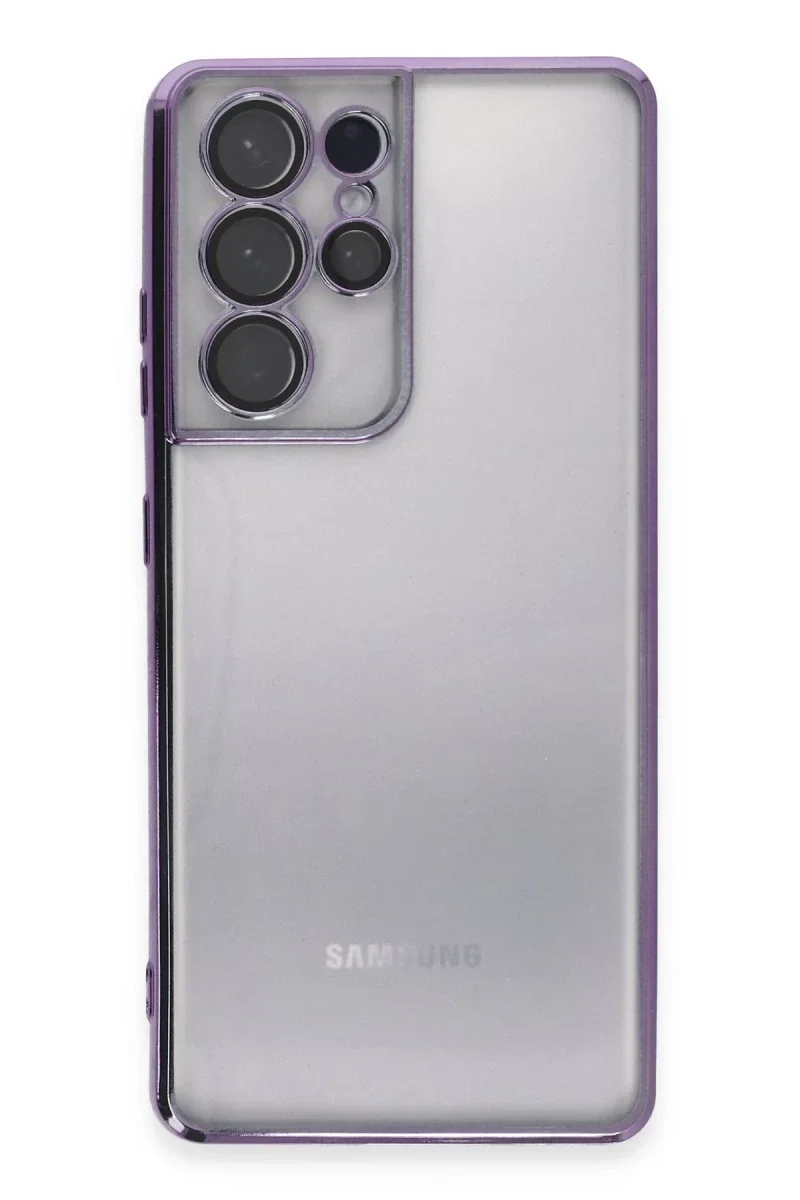 Samsung Galaxy S21 Ultra Kılıf Razer Lensli Silikon - Mor