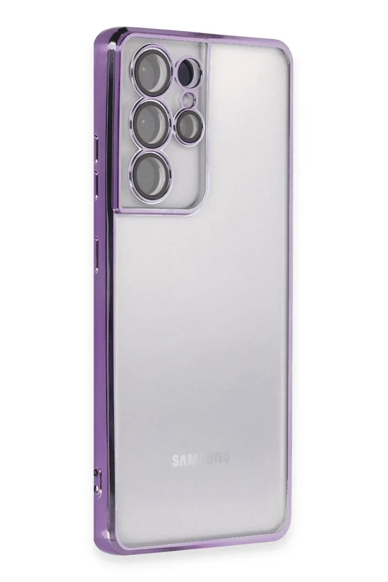 Samsung Galaxy S21 Ultra Kılıf Razer Lensli Silikon - Mor