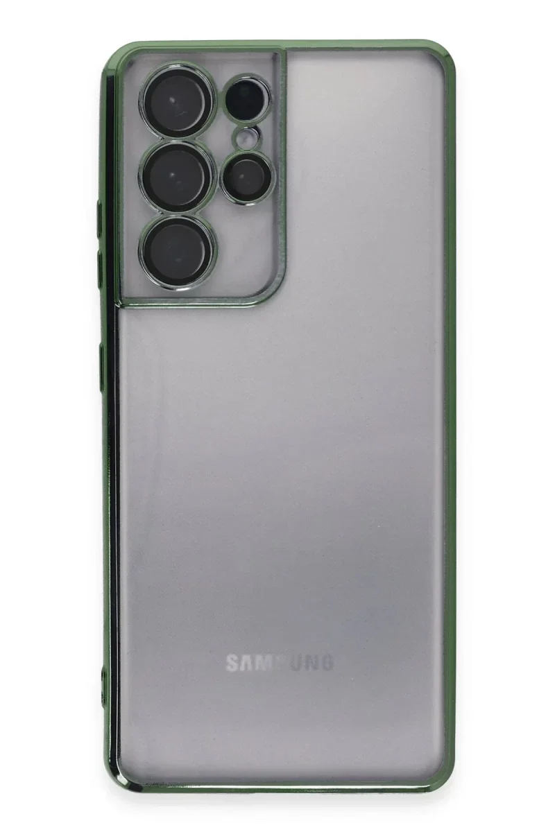 Samsung Galaxy S21 Ultra Kılıf Razer Lensli Silikon - Yeşil