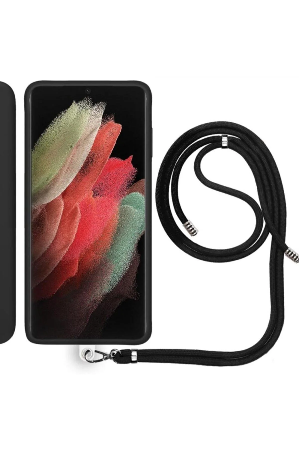 Samsung Galaxy S21 Ultra (G998B) İp Askılı Silikon Kılıf Siyah Samsung Galaxy S21 Ultra (G998B) İp Askılı Silikon Kılıf Siyah