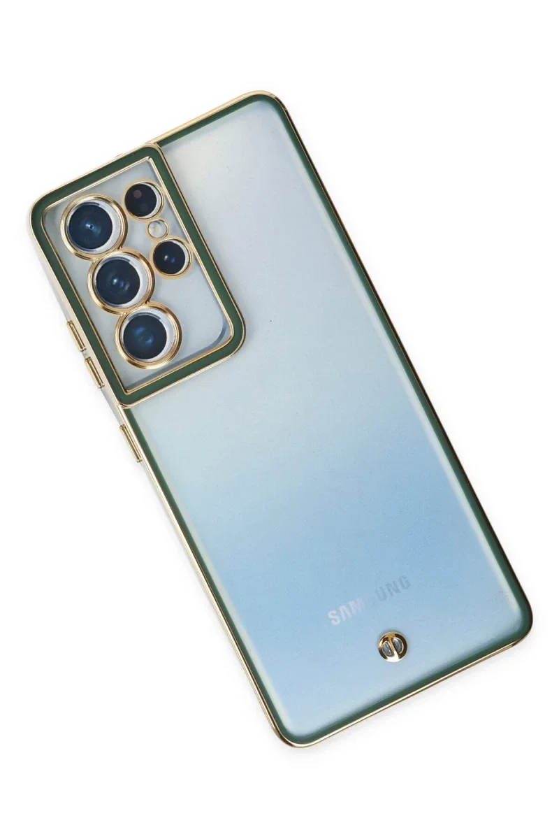 Samsung Galaxy S21 Ultra Kılıf Liva Lens Silikon - Yeşil