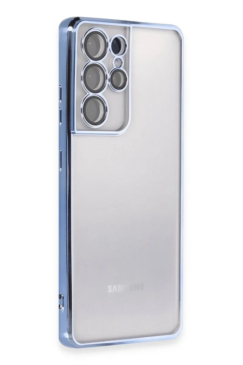 Samsung Galaxy S21 Ultra Kılıf Razer Lensli Silikon - Açık Mavi