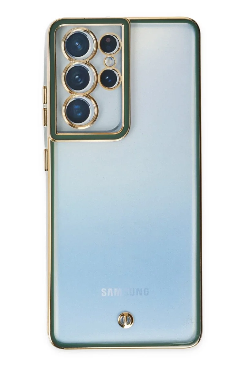 Samsung Galaxy S21 Ultra Kılıf Liva Lens Silikon - Yeşil