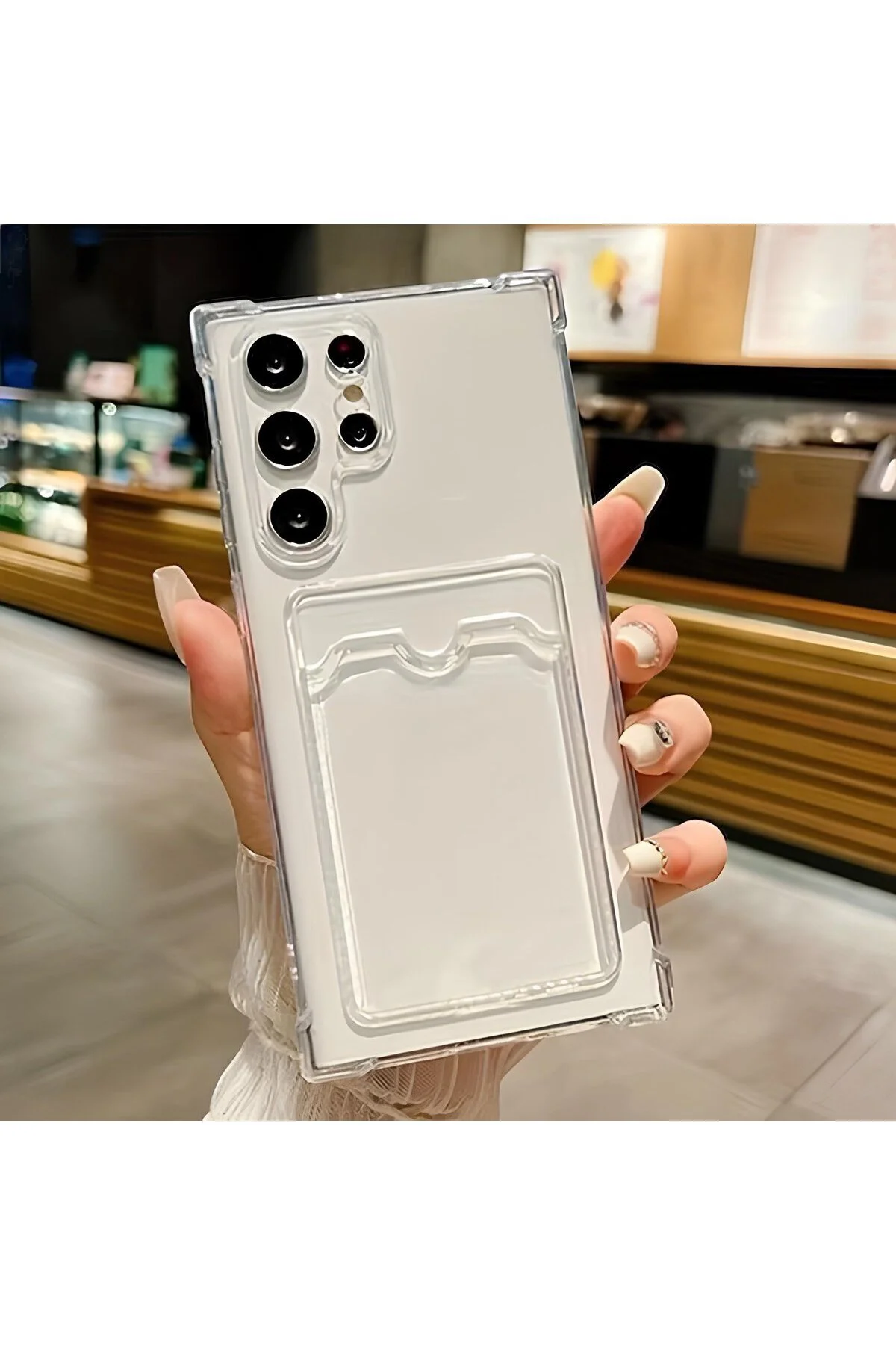 Samsung Galaxy S22 ultra Transparent Kartlıklı Antişok Kılıf Şeffaf