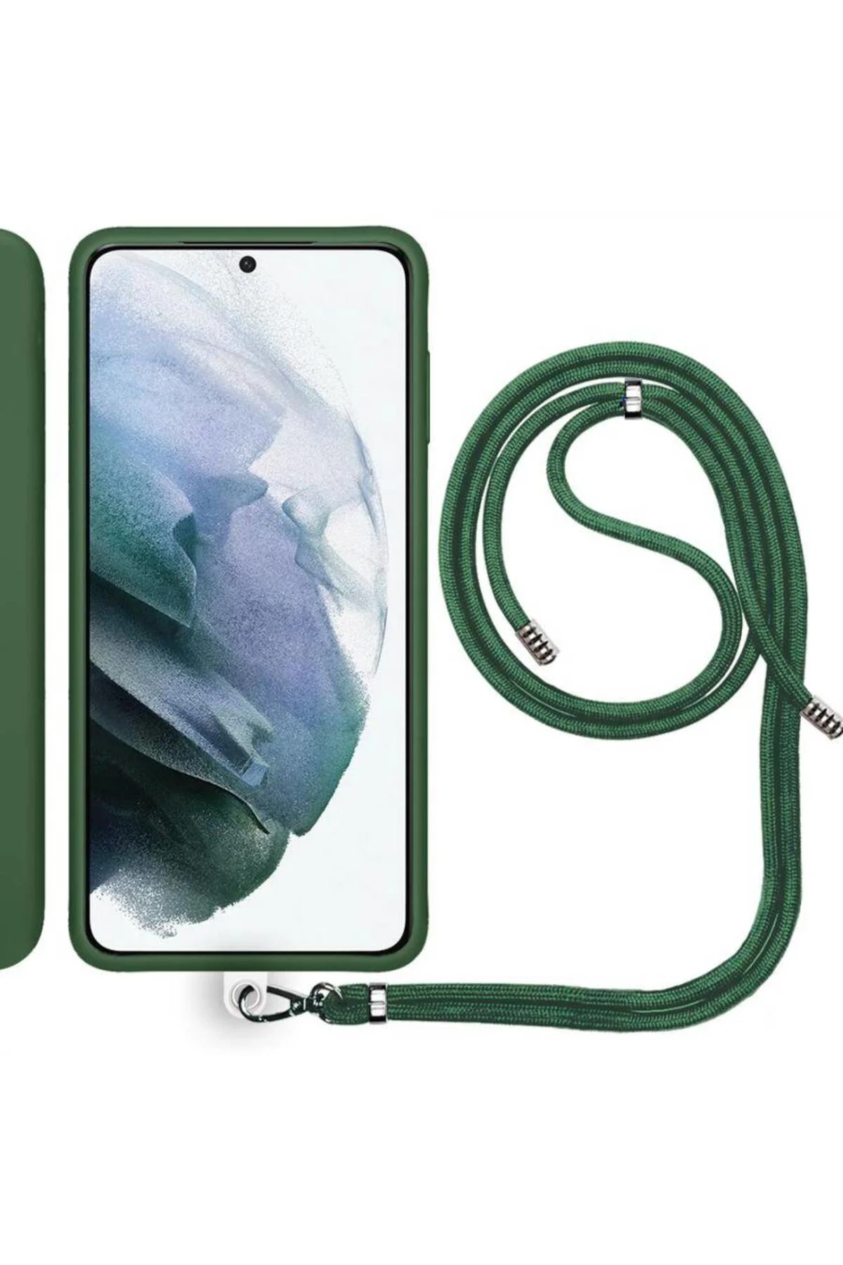 Samsung Galaxy S22 Ultra Ip Askılı Silikon Kılıf Haki Samsung Galaxy S22 Ultra Ip Askılı Silikon Kılıf Haki