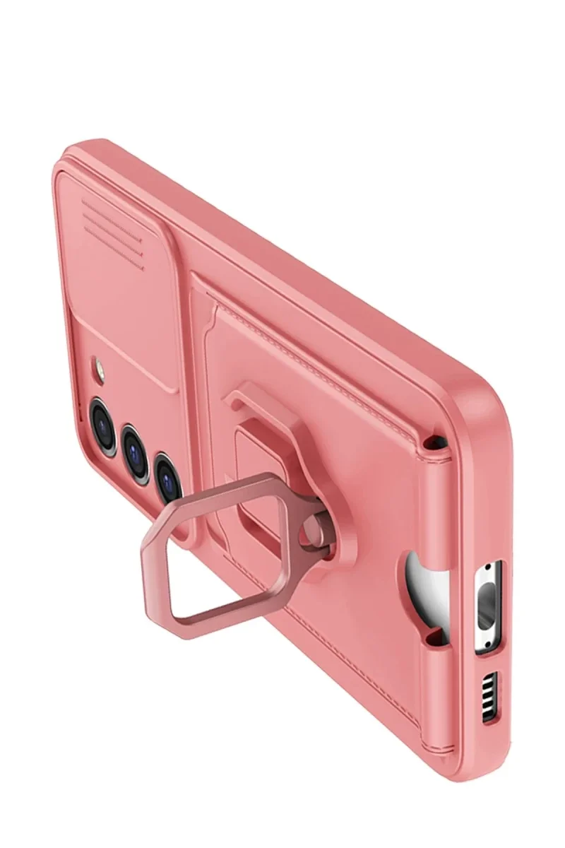 Samsung Galaxy S23 Plus Kılıf Zuma Kartvizitli Yüzüklü Silikon - Pembe