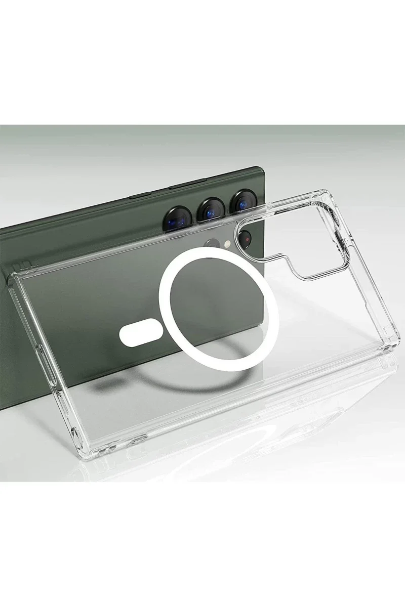 Samsung Galaxy S23 Ultra Kılıf Magneticsafe Şeffaf Silikon - Şeffaf
