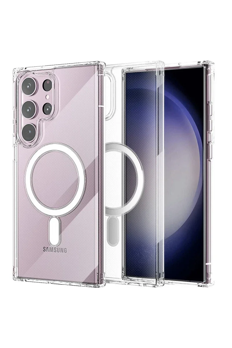 Samsung Galaxy S23 Ultra Kılıf Magneticsafe Şeffaf Silikon - Şeffaf