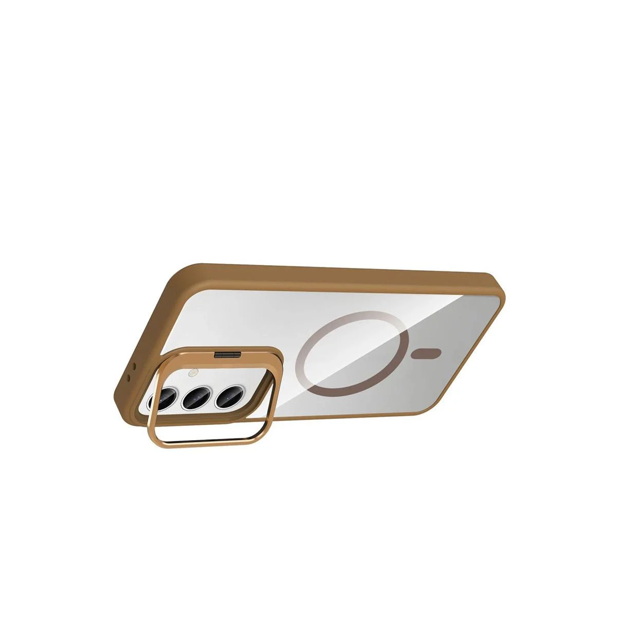 Samsung Galaxy S24 Fe ile Uyumlu Remim Lensli MagSafe Standlı Kapak - Kahverengi