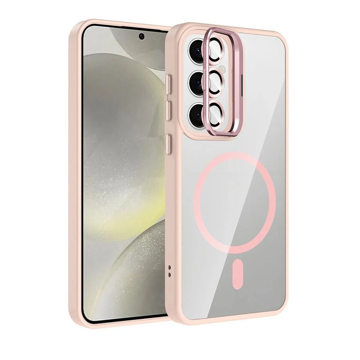 Samsung Galaxy S24 Fe ile Uyumlu Remim Lensli MagSafe Standlı Şeffaf Kılıf - Pembe Fiyatı, Yorumları ve Özellikleri