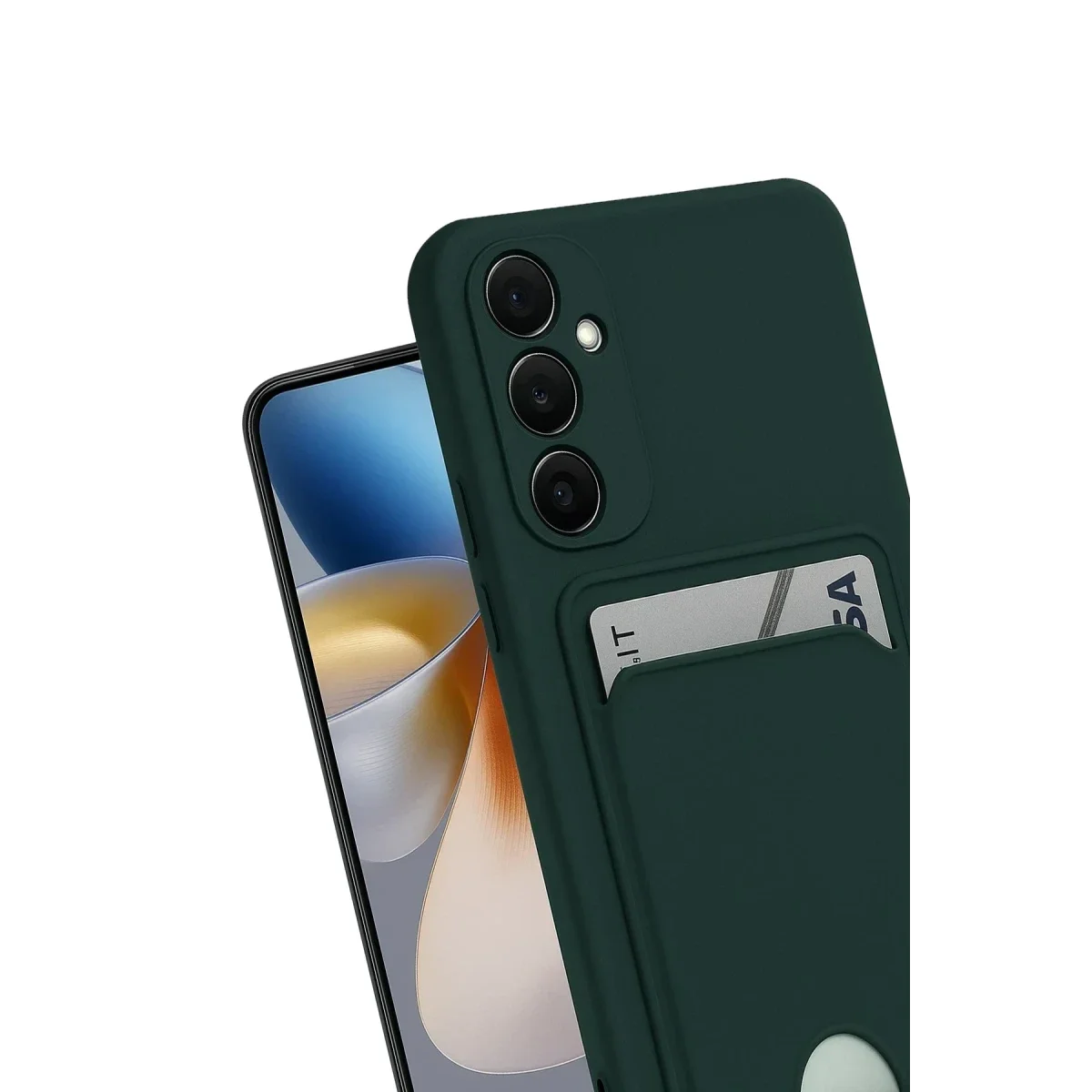 Samsung Galaxy S24 FE Kılıf Kelvin Kartvizitli Silikon - Koyu Yeşil Samsung Galaxy S24 FE Kılıf Kelvin Kartvizitli Silikon - Koyu Yeşil