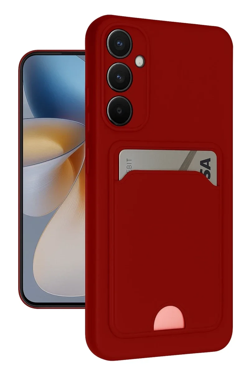 Samsung Galaxy S24 FE Kılıf Kelvin Kartvizitli Silikon - Kırmızı Samsung Galaxy S24 FE Kılıf Kelvin Kartvizitli Silikon - Kırmızı