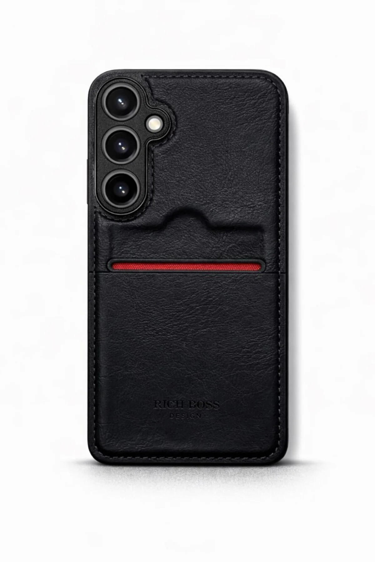 Samsung Galaxy S24 FE Kartlıklı Rich Boss Lüx Deri Kılıf Koyu Kır