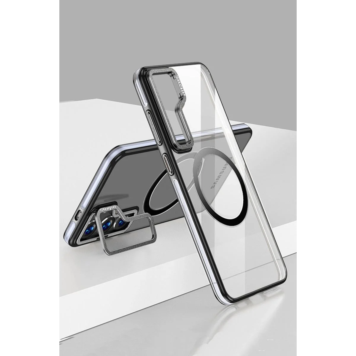 Samsung Galaxy S24 ile Uyumlu Crystal Magsafe Kılıf - Siyah, Kablosuz Şarj Destekli Samsung Galaxy S24 ile Uyumlu Crystal Magsafe Kılıf - Siyah, Kablosuz Şarj Destekli