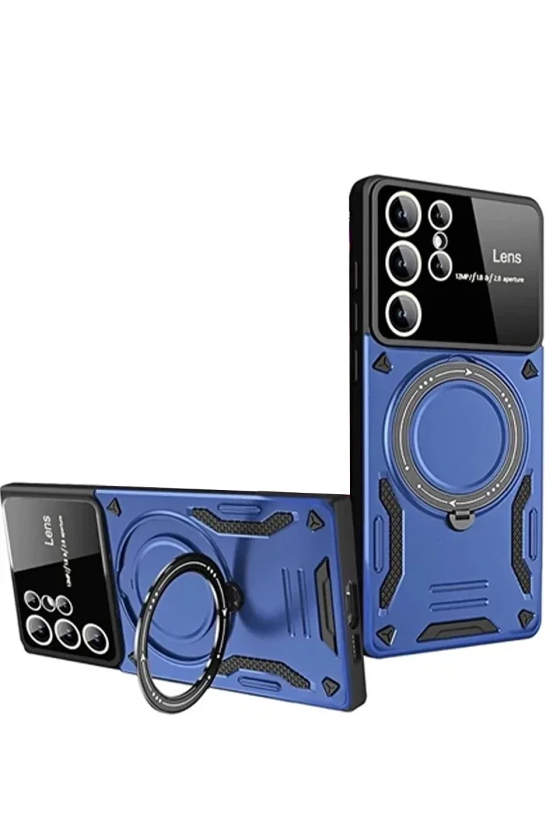 Samsung Galaxy S24 Ultra Kılıf Joy Lens Standlı Kapak - Lacivert