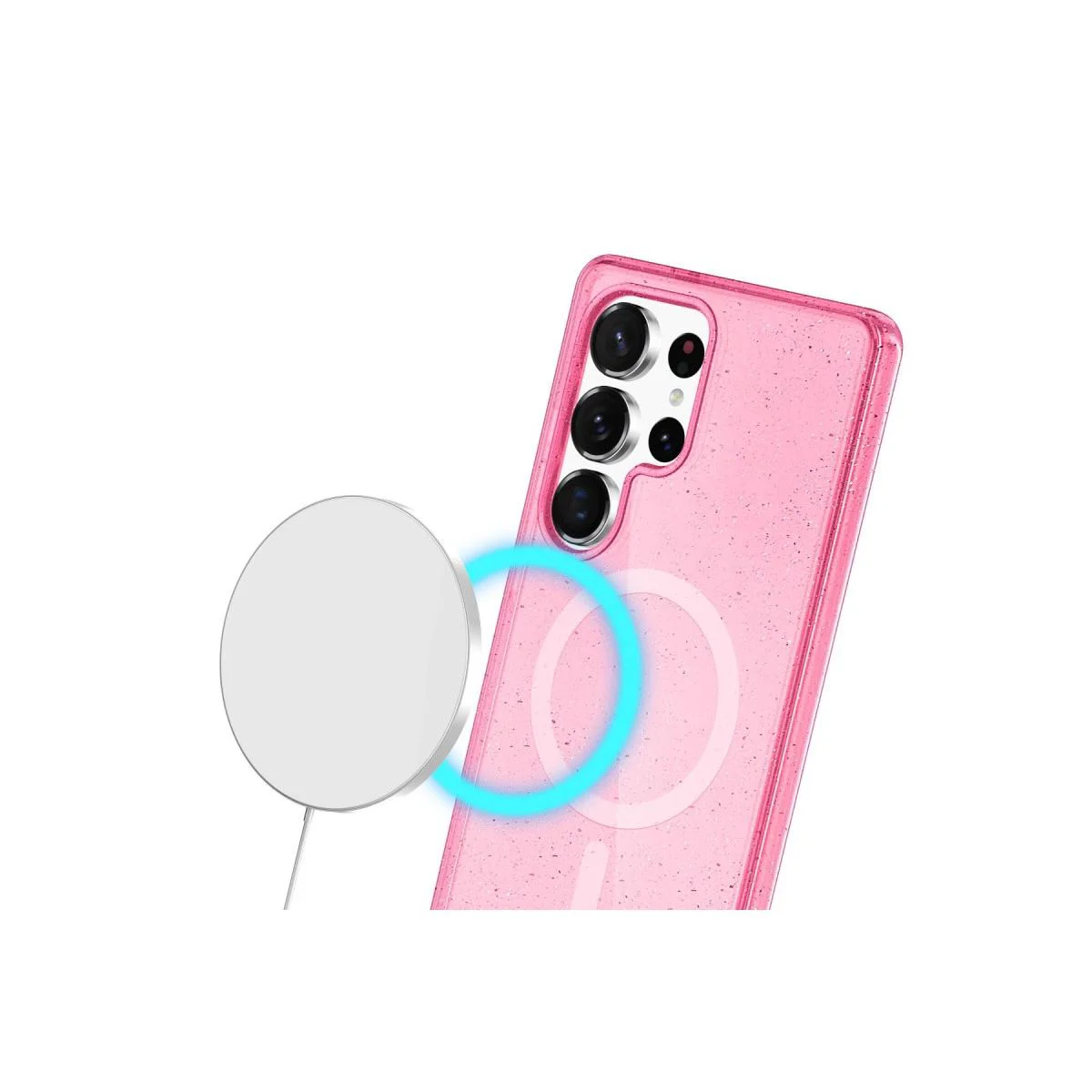Samsung Galaxy S24 Ultra ile Uyumlu Magsafe Kılıf Kapak - Pembe Glow