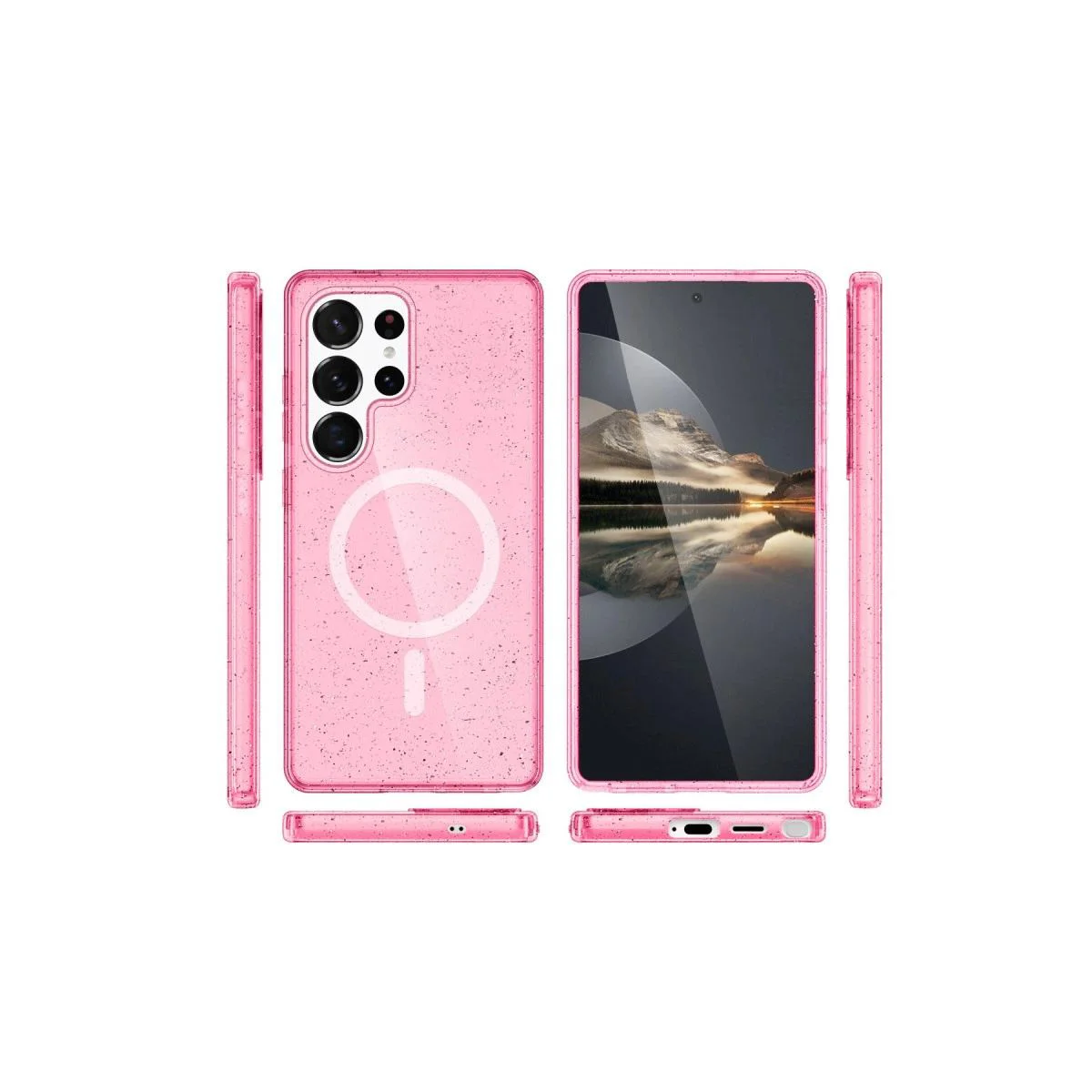 Samsung Galaxy S24 Ultra ile Uyumlu Magsafe Kılıf Kapak - Pembe Glow