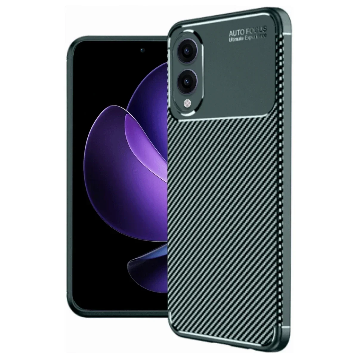 Samsung Galaxy S25 Edge Kılıf Auto Focus Karbon Kapak - Koyu Yeşil