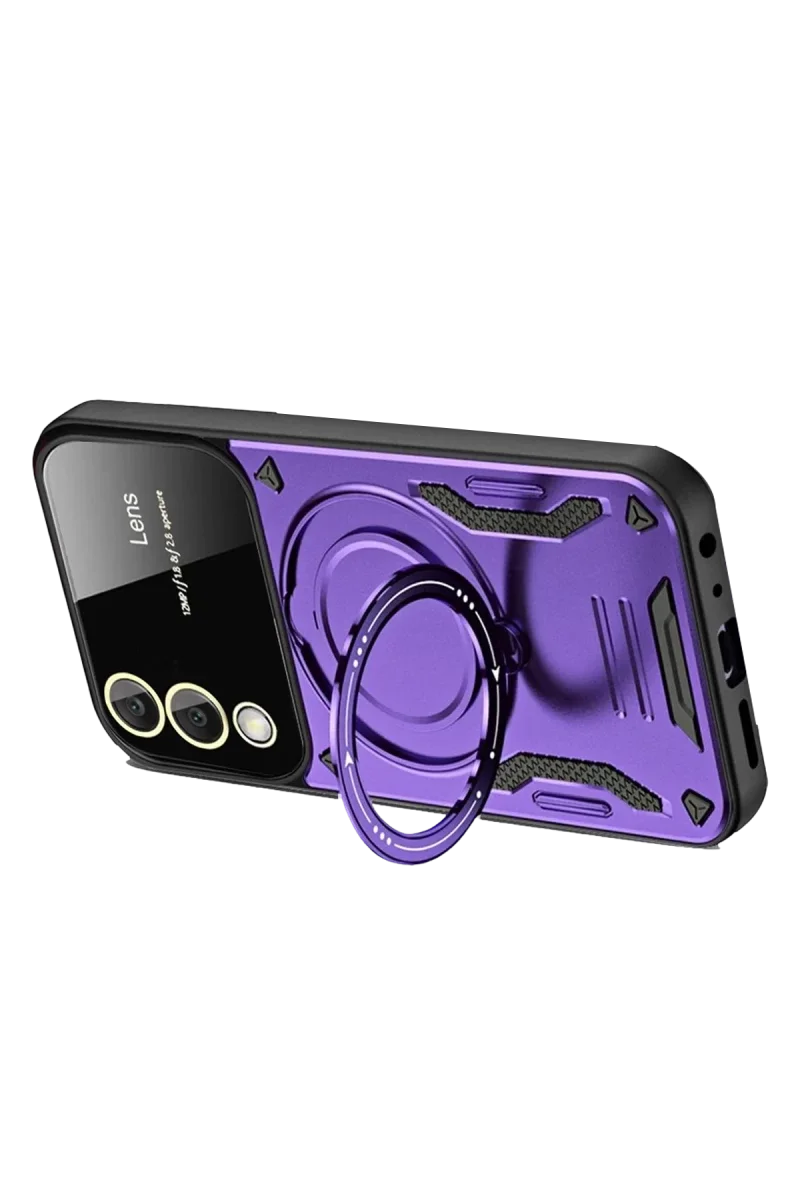 Samsung Galaxy S25 Edge Kılıf Joy Lens Standlı Kapak - Mor Samsung Galaxy S25 Edge Kılıf Joy Lens Standlı Kapak - Mor