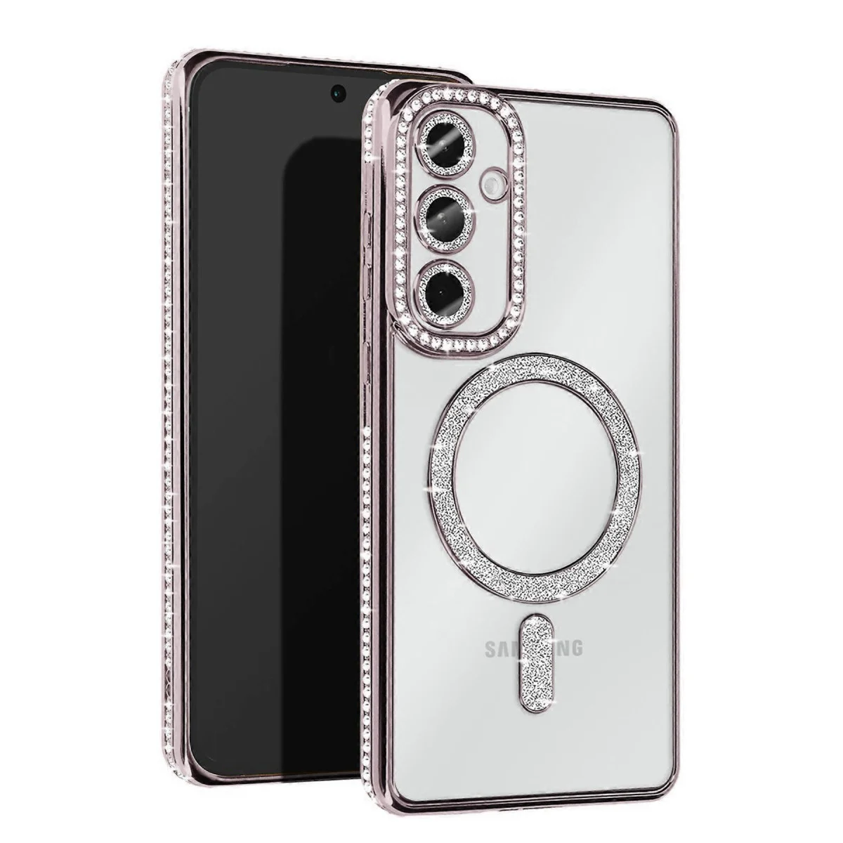 Samsung Galaxy S25 Kılıf Joke Simli Magneticsafe Kılıf - Gümüş Samsung Galaxy S25 Kılıf Joke Simli Magneticsafe Kılıf - Gümüş