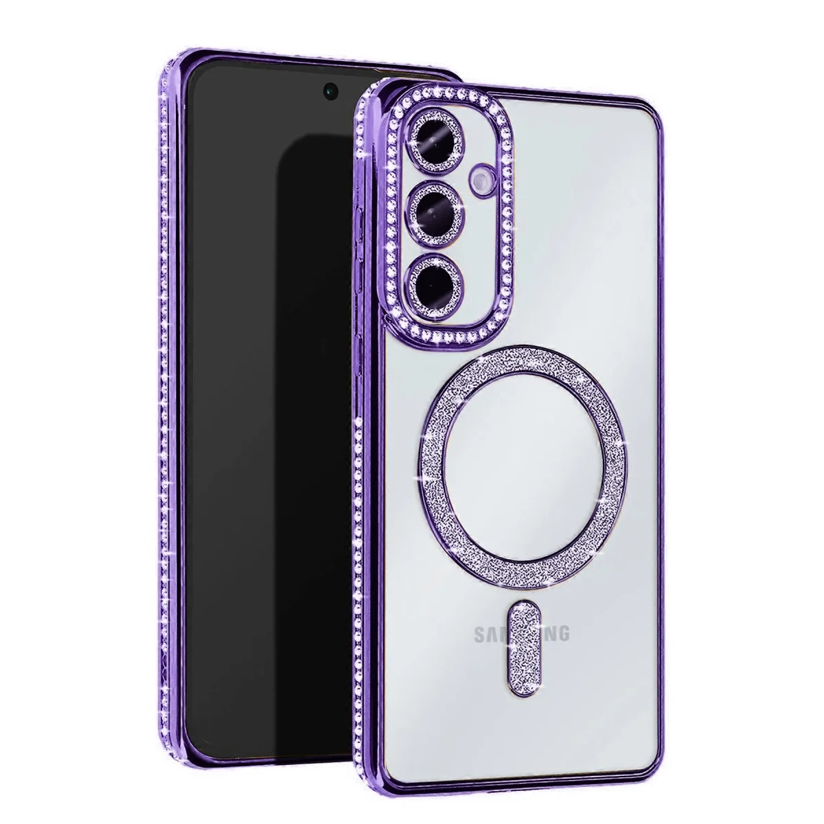 Samsung Galaxy S25 Kılıf Joke Simli Magneticsafe Kılıf - Derin Mor Samsung Galaxy S25 Kılıf Joke Simli Magneticsafe Kılıf - Derin Mor