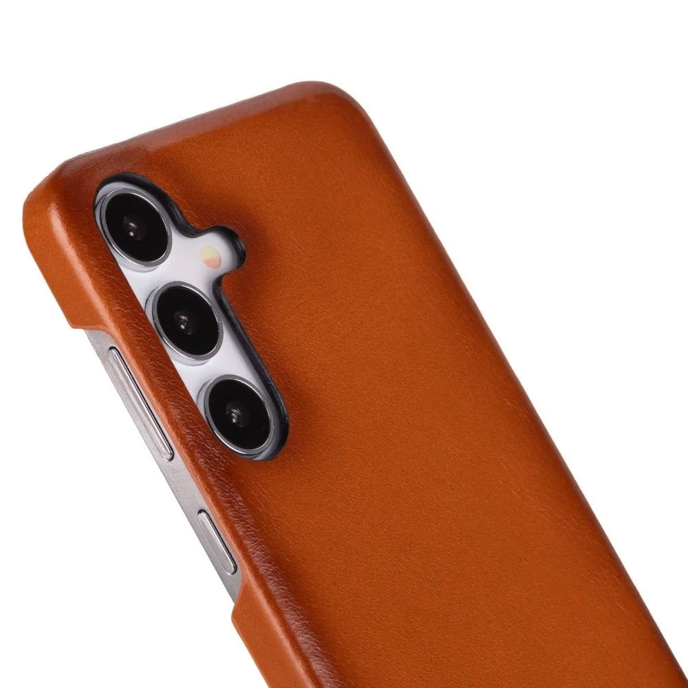 Samsung Galaxy S25 Plus Uyumlu, Hakiki Deri, El Yapımı Arka Kapak, Gölgeli Taba