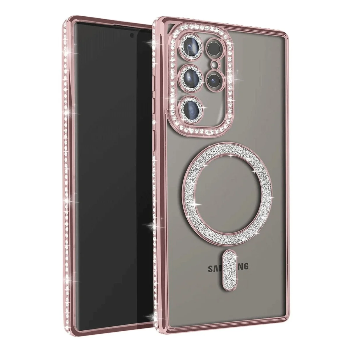 Samsung Galaxy S25 Ultra Kılıf Joke Simli Magneticsafe Kılıf - Pembe Samsung Galaxy S25 Ultra Kılıf Joke Simli Magneticsafe Kılıf - Pembe