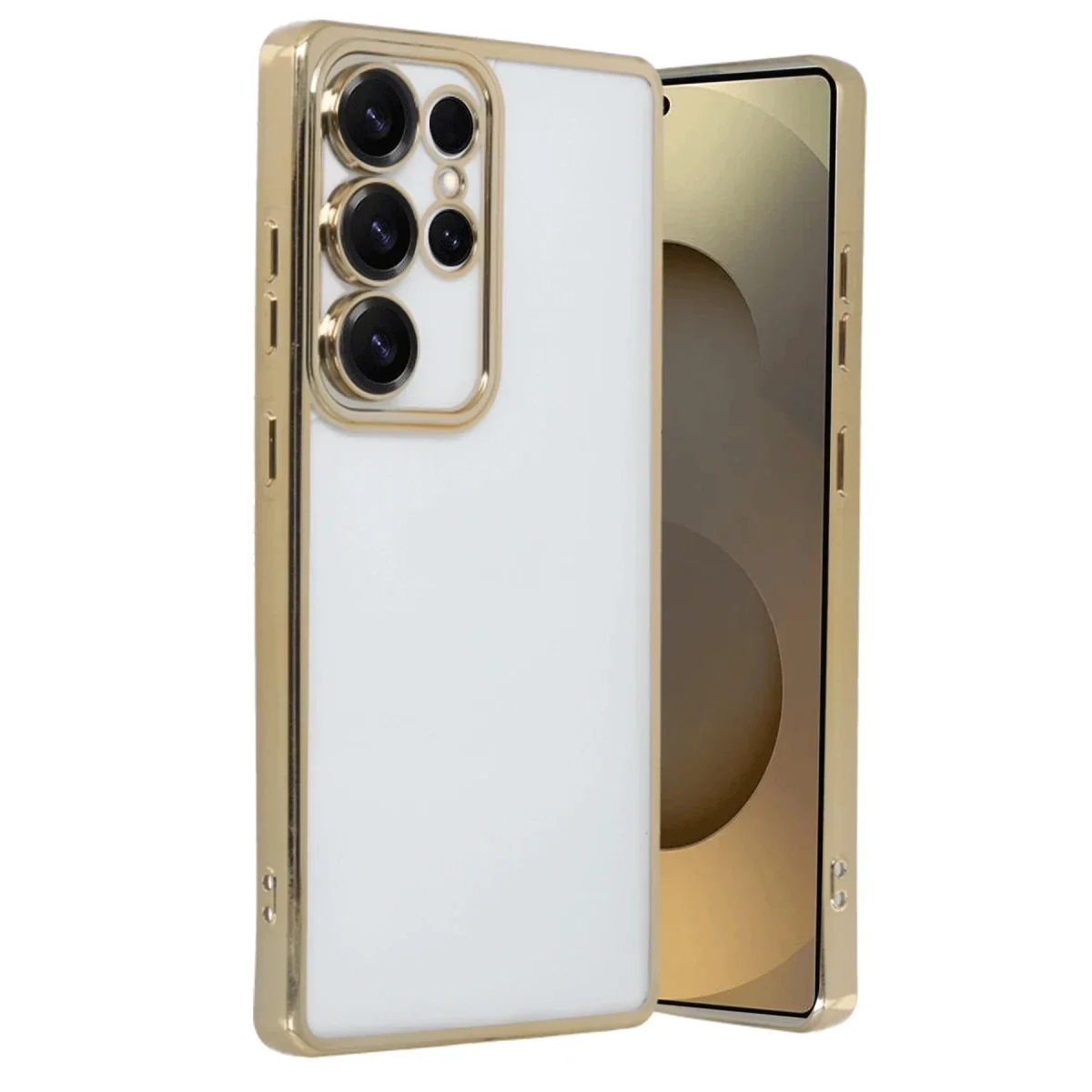 Samsung Galaxy S25 Ultra Kılıf Razer Lensli Silikon - Gold - Görsel 2