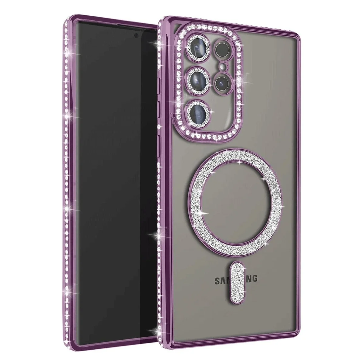 Samsung Galaxy S25 Ultra Kılıf Joke Simli Magneticsafe Kılıf - Derin Mor Samsung Galaxy S25 Ultra Kılıf Joke Simli Magneticsafe Kılıf - Derin Mor