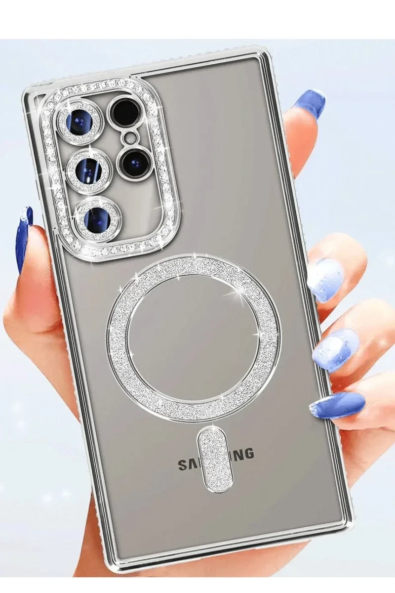 Samsung Galaxy S25 Ultra Kılıf Joke Simli Magneticsafe Kılıf - Gümüş Fiyatı, Yorumları ve Özellikleri