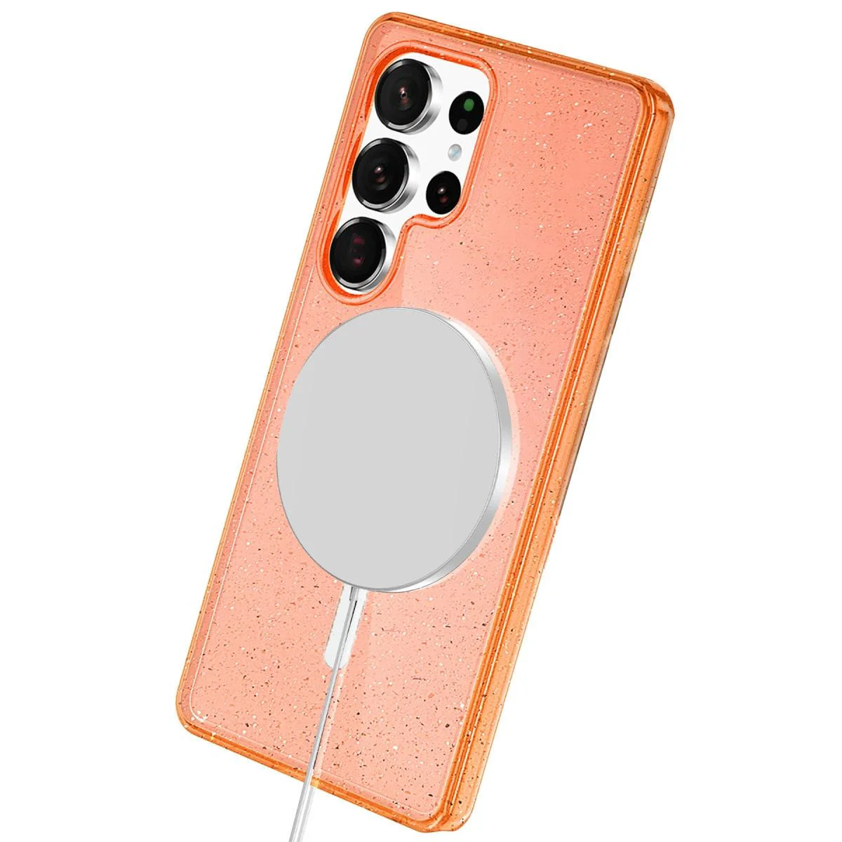 Samsung Galaxy S25 Ultra ile Uyumlu Magsafe Kapak - Turuncu Glow Design Samsung Galaxy S25 Ultra ile Uyumlu Magsafe Kapak - Turuncu Glow Design