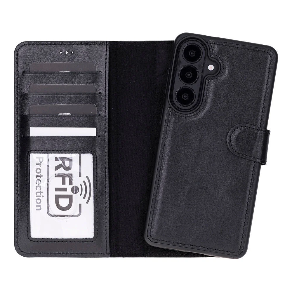 Samsung Galaxy S26 Plus Uyumlu Manyetik Hakiki Deri Cüzdan Kılıf ,Cüzdan Taşımaya Son, Kredi Kart Yuvalı, RFID Güvenlik