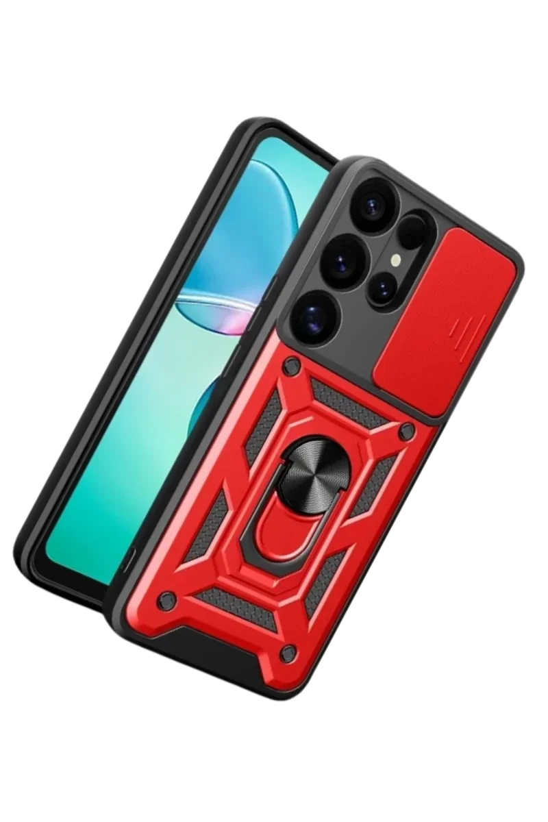 Samsung Galaxy S26 Ultra Pars Lens Yüzüklü Silikon - Kırmızı