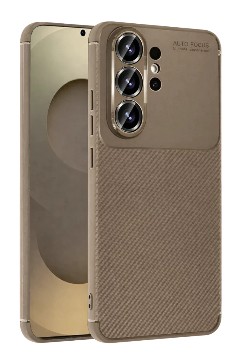 Samsung Galaxy S26 Ultra Auto Focus Karbon Kapak - Kahverengi Samsung Galaxy S26 Ultra Auto Focus Karbon Kapak - Kahverengi