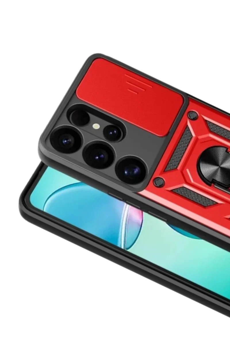 Samsung Galaxy S26 Ultra Pars Lens Yüzüklü Silikon - Kırmızı